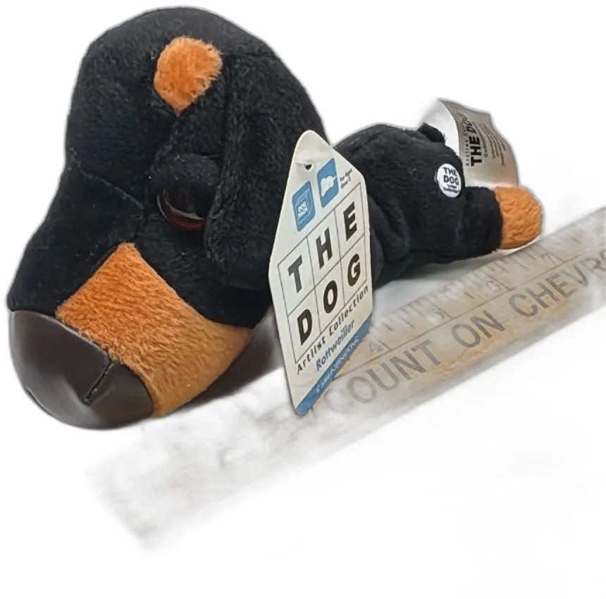 The Dog Artist Collection Rottweiler Plush Toy 2002 Black Brown With Tags