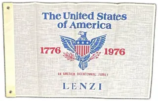 United States Bicentennial Flag 1776 1976 Lenzi Family Eagle Crest 23x14 Vintage