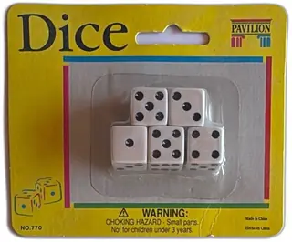 Pavilion Dice Set 1992 No770 Vintage Toys R Us New Sealed Pack White Black Dots