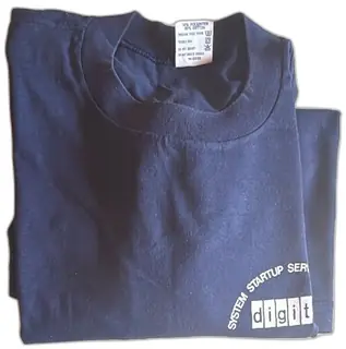 Vintage XL System Startup Series Digit Navy Blue Tee 50 50 Poly Cotton USA Made