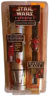 Star Wars Episode I Darth Maul Collector Watch Qui Gon Jinn Lightsaber Case 19