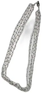 Multi Strand Silver Tone Necklace White Glass Seed Beads Lobster Clasp 28 Inch
