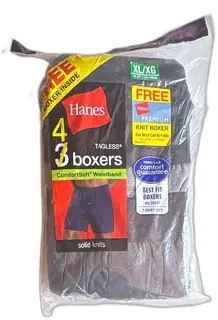 Hanes Tagless ComfortSoft Waistband 4 Pack Boxer Briefs XL Solid Knit New