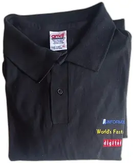 Anvil Informix Digital Black Polo Shirt XL Vintage 90s Worlds Fastest Promo New