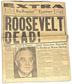 San Francisco Examiner April 13 1945 Headline Roosevelt Dead Historic Newspaper
