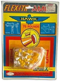 Vintage Hawk Flexi Tip Ammo 75 Rounds LS-215 LS-217 Toy Cap Gun Refill NOS