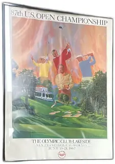 1987 US Open Championship Framed Poster Olympic Club Lakeside Golf Nick Leaskou