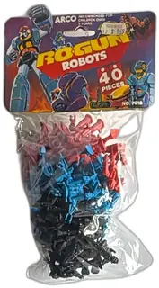 1984 Arco Rogun Robots 40 Piece Mini Figures Bagged Vintage Toy Set