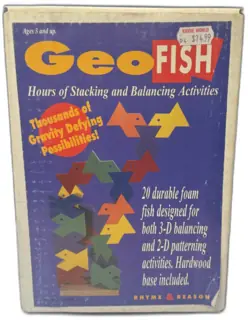 GeoFish Stacking Balancing Foam Toy Set Rhyme & Reason 1994 w/ Box & Base