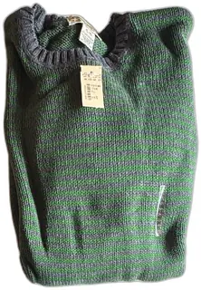 Eddie Bauer Mens Sweater XL Green Gray Stripe 100 Percent Cotton New With Tags Vintag