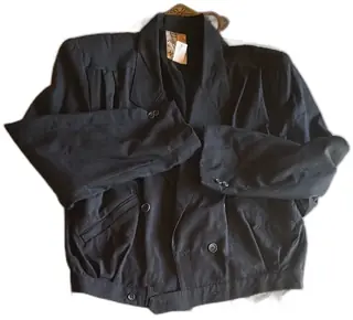 Touch USA Mens Black Double Breasted Jacket Size Large Vintage 65 Polyester 35 Rayon