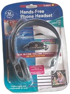 GE Hands-Free Phone Headset Noise Cancelling In-Line Volume Control TL96591 New