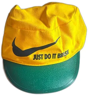 Vintage Nike Just Do It Brasil Yellow Green Cap Swoosh Logo Adjustable Snapback Hat