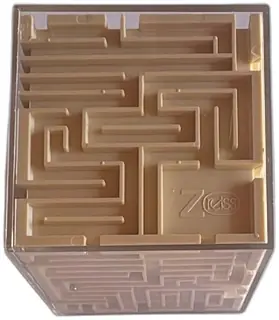 Redss 3D Cube Labyrinth Maze Puzzle Toy Brain Teaser Beige Plastic Vintage
