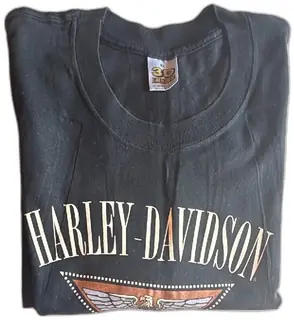 Vintage 1991 Harley Davidson T Shirt 3D Emblem XL Black USA Eagle Motorcycle