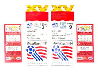 1994 FIFA World Cup San Francisco Match Tickets Lot With 1990 McMillions NBC McDonald