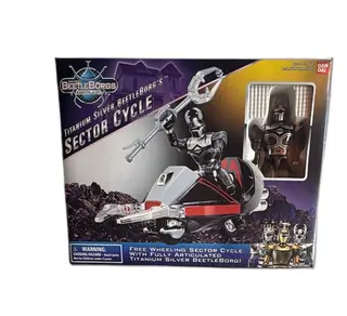1997 Bandai BeetleBorgs Metallix Titanium Silver BeetleBorg Sector Cycle New