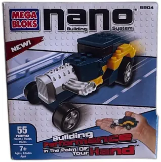 Mega Bloks Nano Building System 5904 Hot Rod Car Set 55 Pieces 2004 New