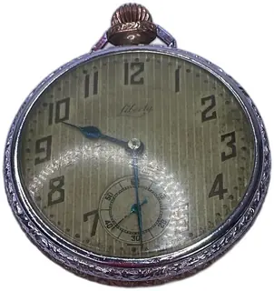 Liberty Locarno Swiss Pocket Watch 6 Jewels Art Deco Monitor Case Silver Gold Trim