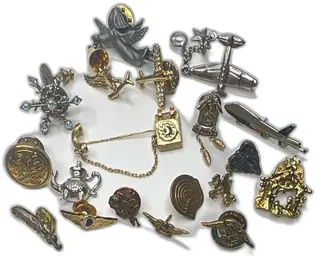 Lot Of 20 Vintage Aviation And Holiday Theme Lapel Pins Gold Silver Variety