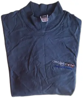 Oracle On NT Digital Premium NT Solutions Blue Mock Turtleneck Shirt Large USA Made