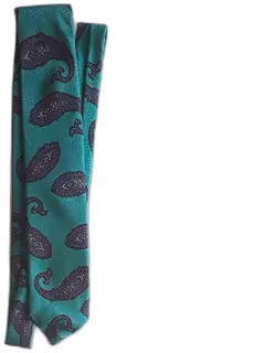 Ferrell Reed For Nordstrom Italian Silk Paisley Tie Teal Purple Hand Printed Vintage