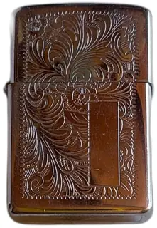 Zippo Vintage Chrome Engraved Lighter Scroll Pattern Used Made In USA Collectible