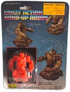 1985 Talbot Toys Crazy Action Wind Up Robot Red Vintage MOC No 1917 Hong Kong