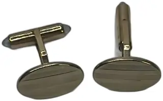 Krementz Vintage Gold Tone Oval Cufflinks Striped Pattern Patent Marked 1950s