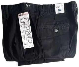QBC Black Cotton Dress Pants Mens Size 36x32 Autograph Series New With Tags