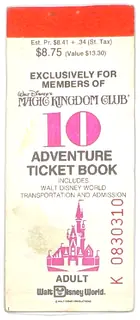 Walt Disney World Magic Kingdom Club 10 Adventure Ticket Book Adult 1978 Complete