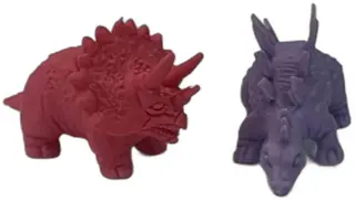 Vintage Russ 1980s Dinosaur Figures Red Triceratops Purple Stegosaurus Hong Kong