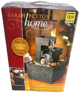 Sarah Peyton Home Cordless Meditation Fountain Faux Slate Tabletop Water Feature