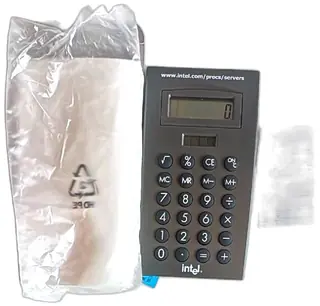 Intel Dual Power Promotional Calculator Solar Battery Gray Large Buttons Vintage