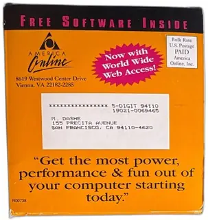 America Online AOL Free Software Disk Vintage Original Web Access Mailer 1990s