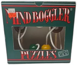Mind Boggler Triple Trouble Wooden Rope Brain Teaser Puzzle Made In USA