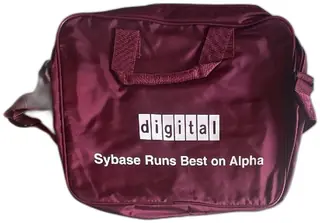 Digital Equipment Corp Sybase Runs Best On Alpha Marketing Laptop Bag Maroon Unused