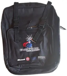 Microsoft Windows NT Wizards Symposium 1990s Vintage Black Laptop Backpack Bag