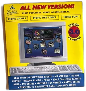 America Online AOL Version 3.0 For Windows 1996 Game Channel CD Envelope 50 Free Hour