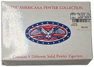Americana Pewter Collection Boxed Set 5 Solid Figurines 1992 AH18 Fireman