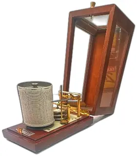 Maxant 93100 Montreuil Vintage Barograph Mahogany Brass Glass Scientific Instrument
