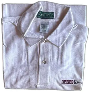 Vintage Outer Banks Digital Sybase White Polo Shirt Large Made In USA Cotton NOS