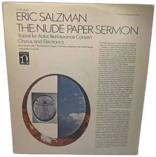 Eric Salzman The Nude Paper Sermon Nonesuch H71231 Stereo LP 1970 Experimental Vinyl