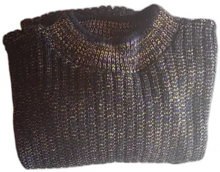 IOU Legendary Black Gold Blue Ribbed Knit Sweater X Large USA Acrylic Patch