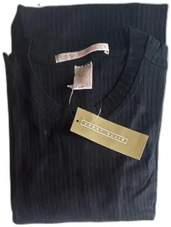 Perry Ellis Black Ribbed Knit Shirt XL Mens Cotton Rayon Principles New With Tags