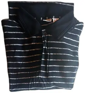 Sostanza Black Cream Striped Polo Shirt XL 46 48 100 Percent Cotton New With Tags
