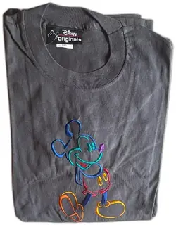 Disney Originals Mickey Mouse Embroidered Gray T Shirt L XL New Walt Disney Parks