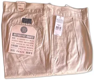 Old Navy Interoffice Khakis Mens Pleated Front 36x32 Relaxed Fit Garment Washed