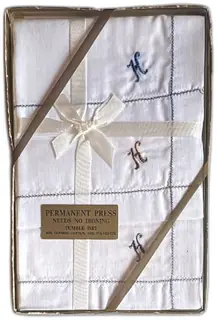 Vintage Permanent Press Monogram H Handkerchiefs Boxed Set Cotton Polyester