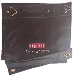 Digital Learning Services Black Vinyl Portfolio Bag Vintage DEC Logo Red Lining